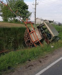 Dramat w Szczuczynie. Ranny rolnik, ciągnik w rowie