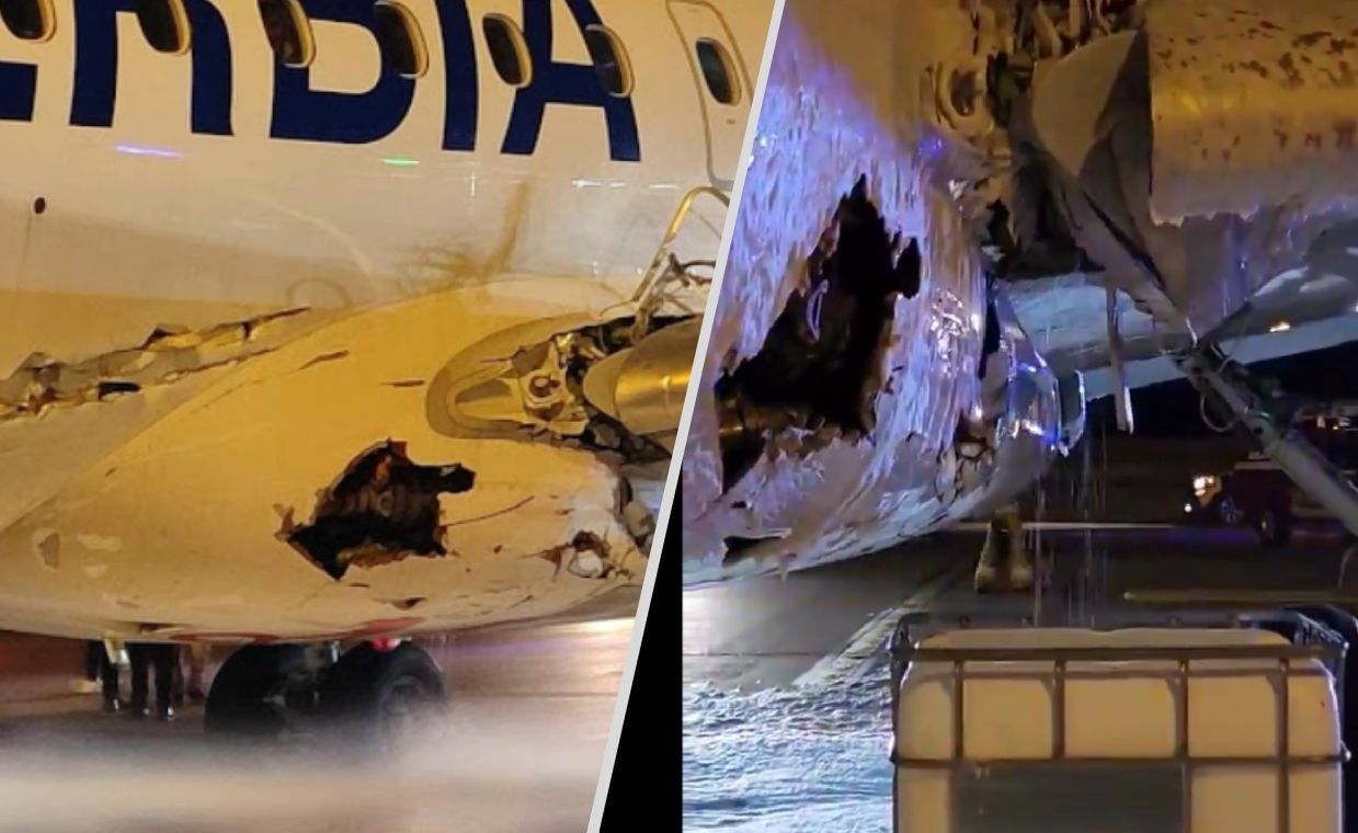 Damaged airplane