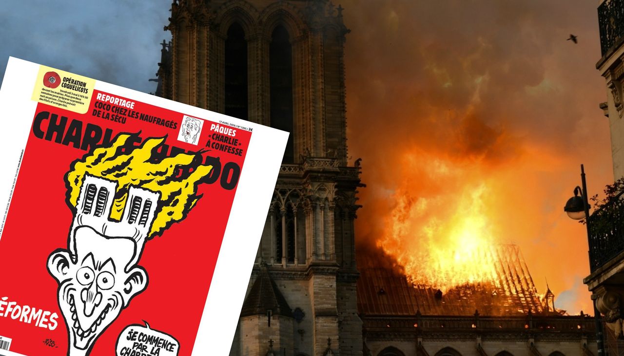 Katedra Notre Dame. Jest nowa okładka "Charlie Hebdo"