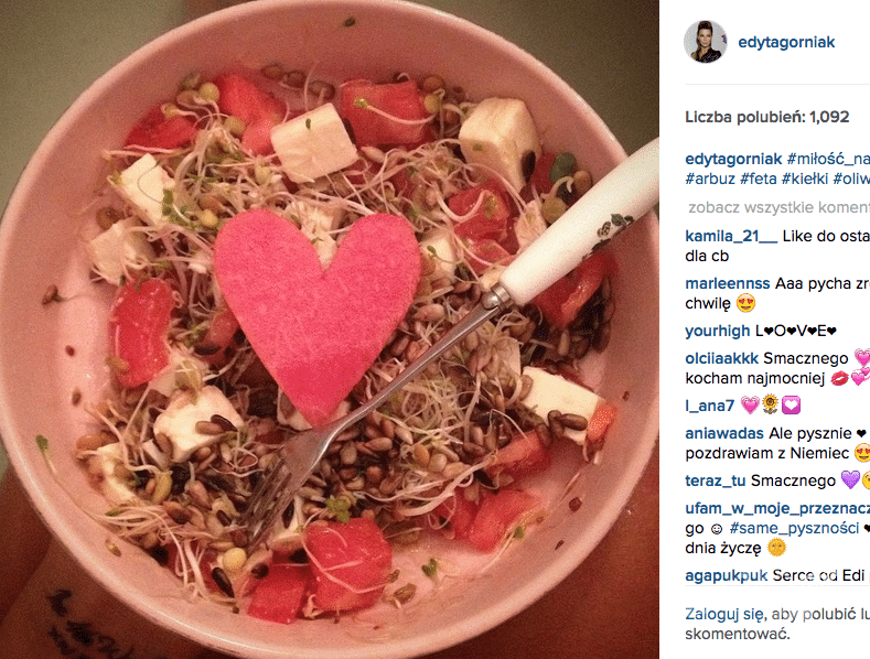 Śniadanie Edyty Górniak na Instagramie