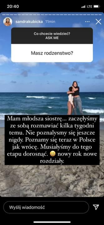 Sandra Kubicka o przyrodniej siostrze