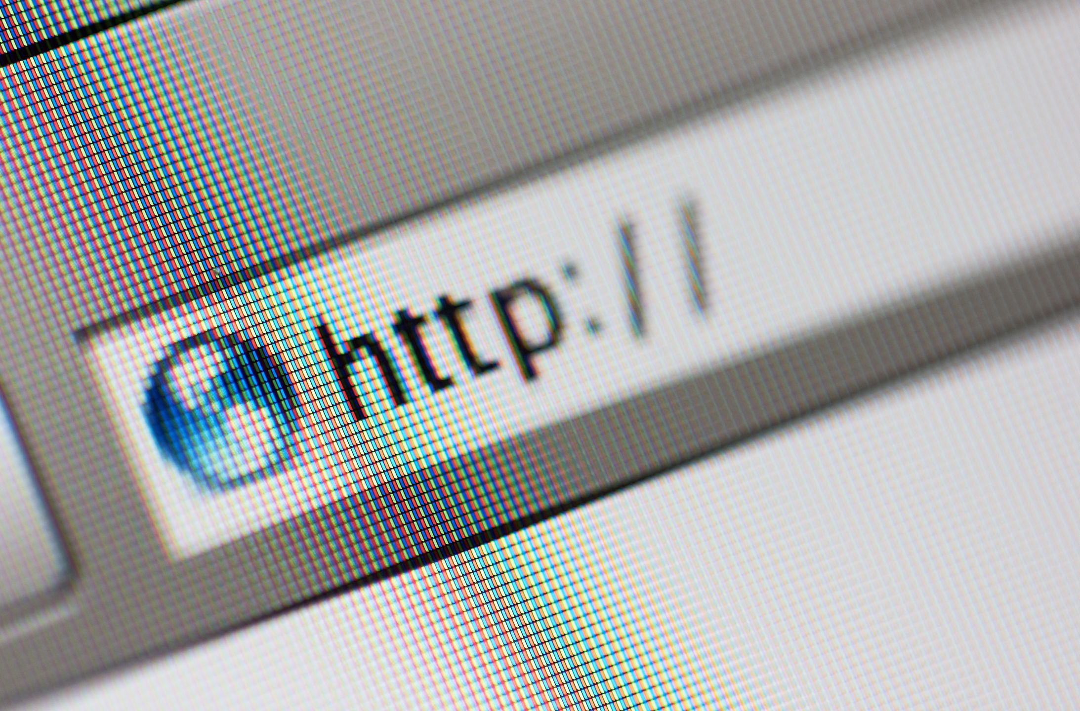 Internet address, computer screen. Close up. 