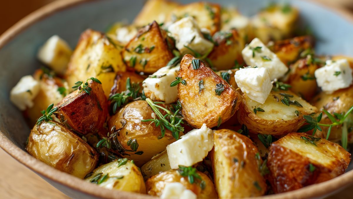 Młode ziemniaki zapiekane z fetą i ziołami