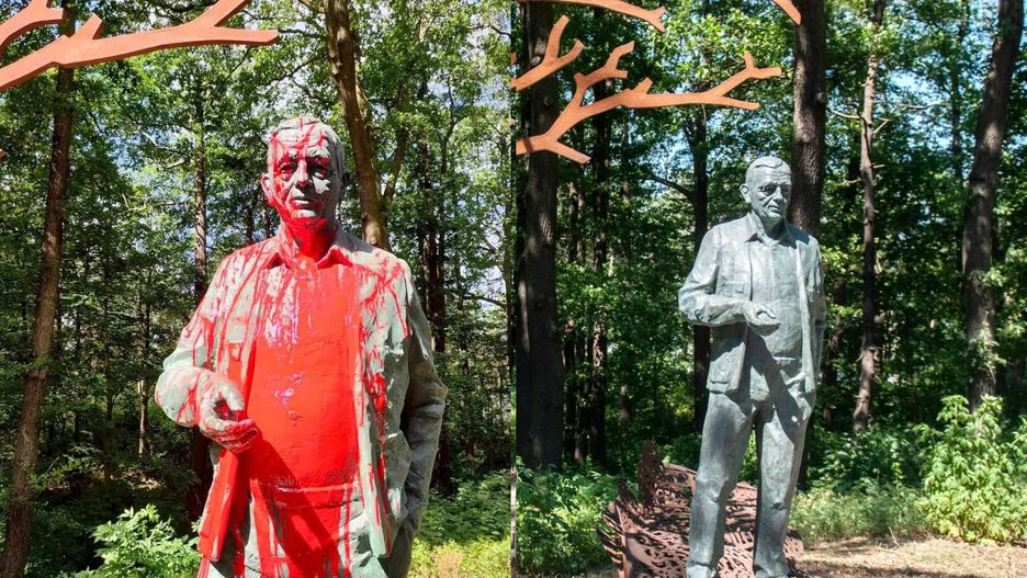 Zdewastowany pomnik Jana Szyszki