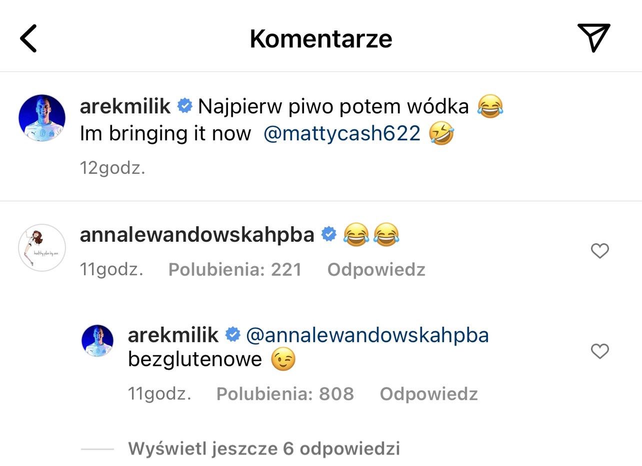 Arkadiusz Milik pokazał zdjęcie z szatni. Anna Lewandowska skomentowała je w wymowny s