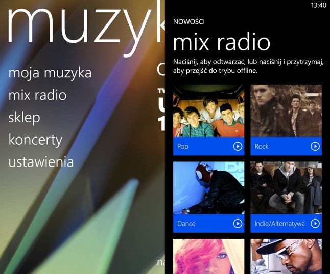 Nokia Muzyka z mix radio