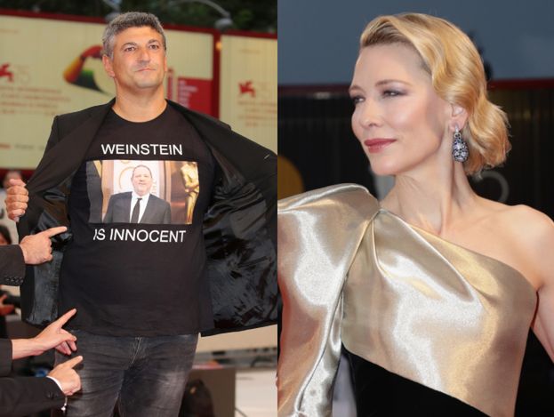 Wenecja 2018: Skandal na festiwalu. Włoski producent paradował na czerwonym dywanie z t-shirtem "WEINSTEIN JEST NIEWINNY"