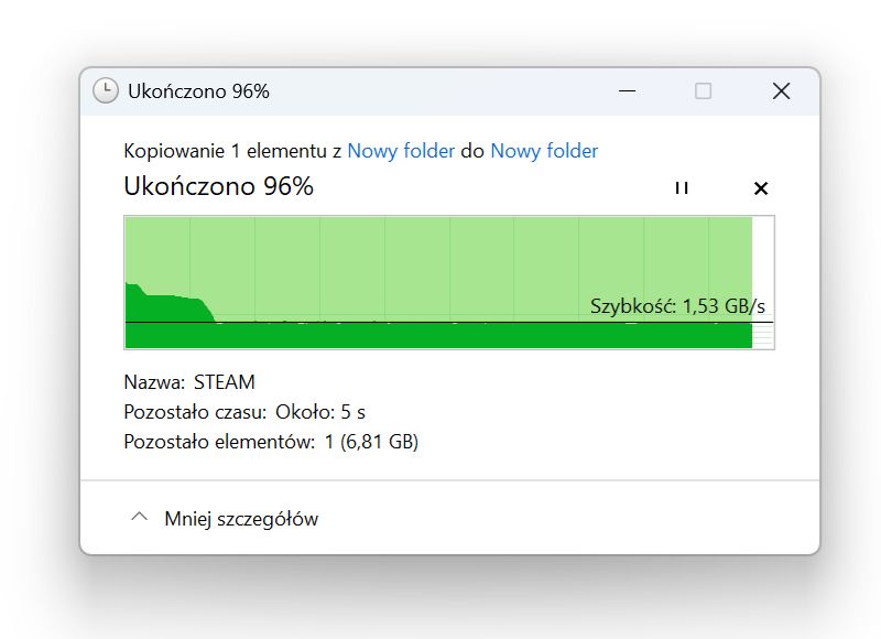 Kopiowanie pliku na zapełnionym dysku