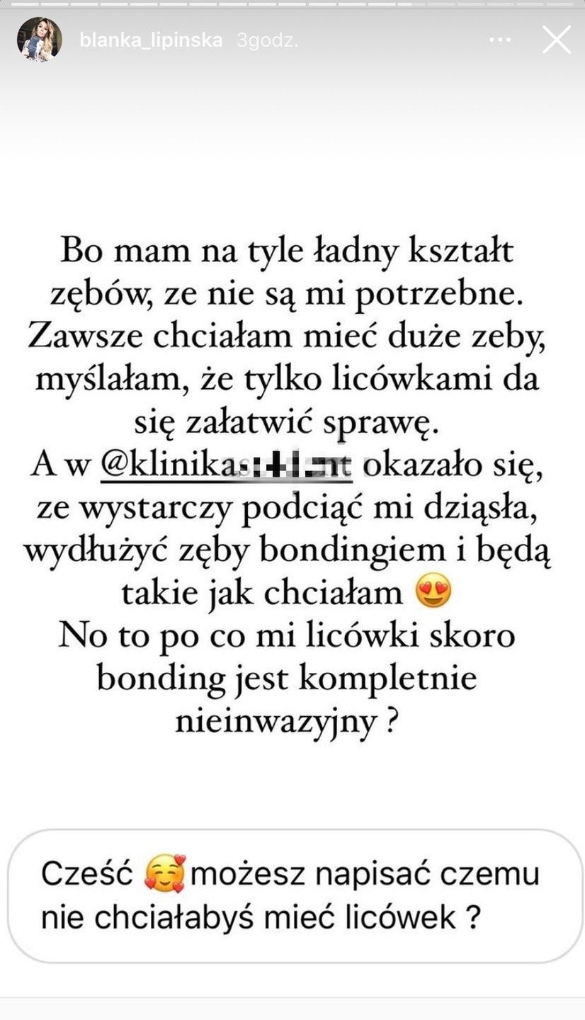 Blanka Lipińska zdjęła aparat i podcięła dziąsła