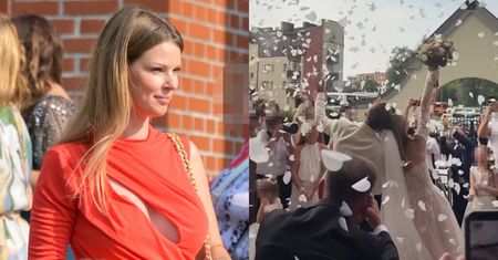 Małgorzata Tomaszewska w OGNISTEJ CZERWIENI zameldowała się na ślubie Rafała Brzozowskiego. Pokazała nowożeńców (FOTO)