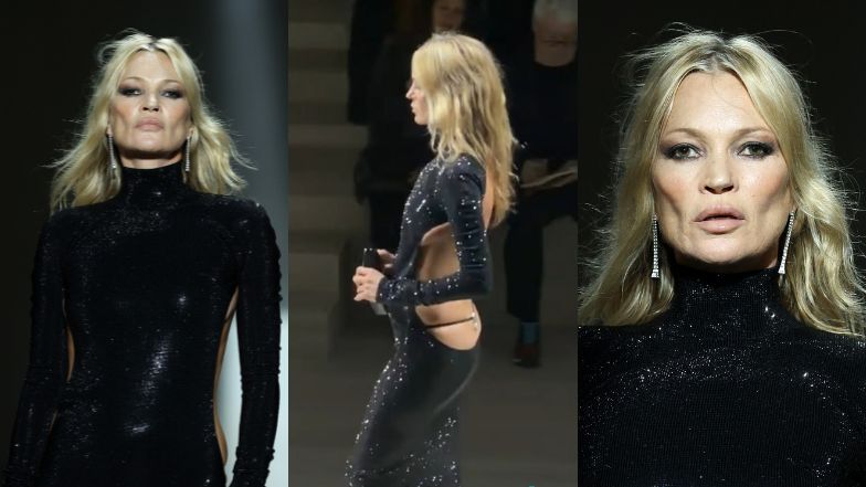 52-letnia Kate Moss świeci stringami na pokazie Gucci