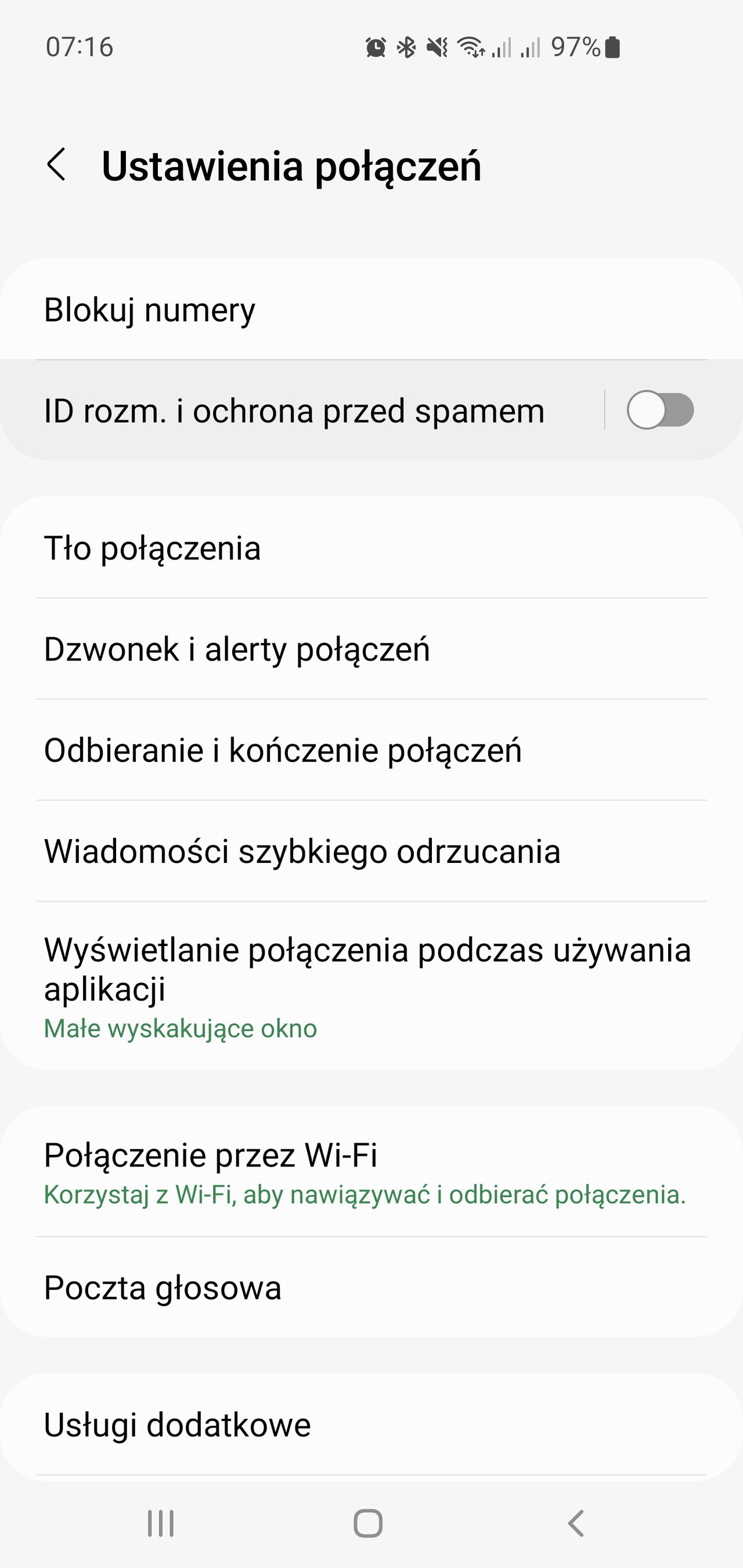 Ustawienia blokowania połączeń w Samsungu