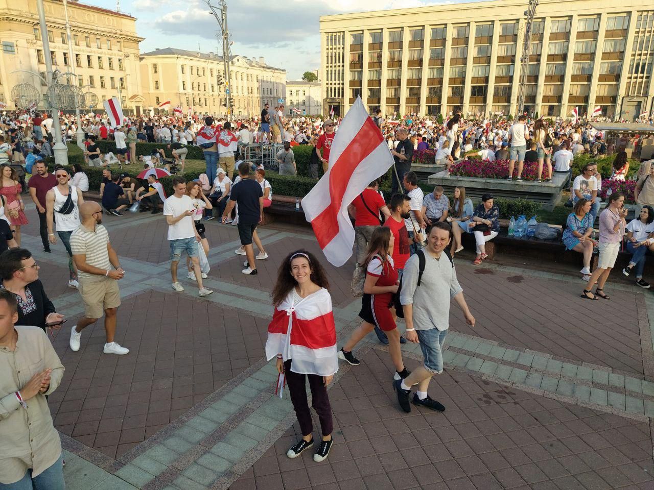 Maryna w trakcie protestów na Białorusi