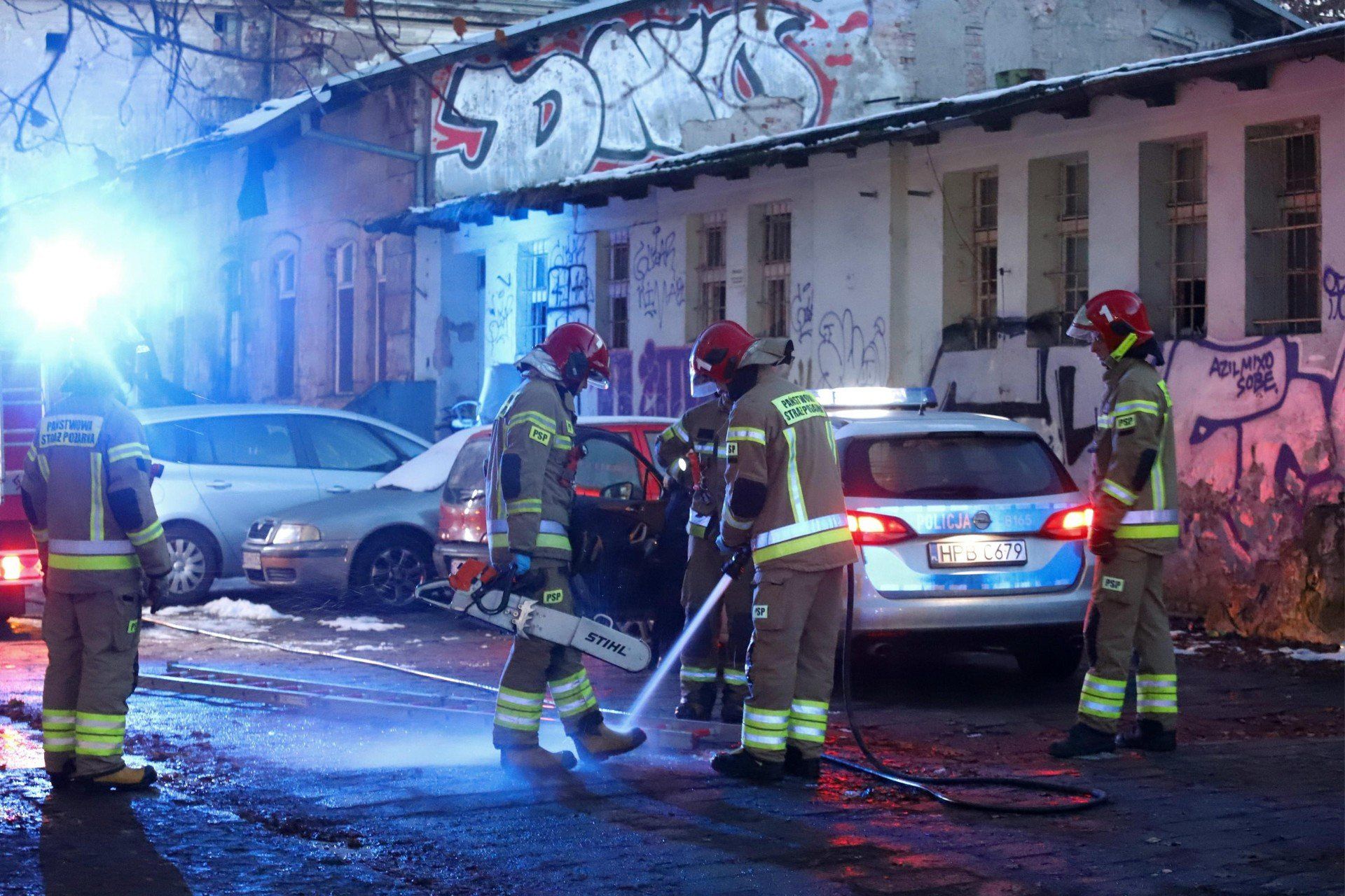 Pożar na terenie dawnego dworca Górnośląskiego we Wrocławiu 27.11.2025