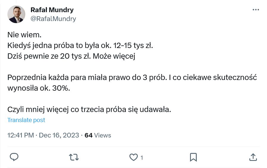 Ekonomista podliczył, ile dotychczas kosztowało in vitro i jaki odniosło efekt
