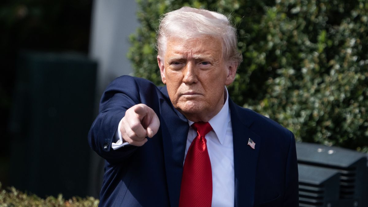 UNITED STATES - APRIL 14: President Donald Trump attends a ceremony with the 2025 College Football Playoff National Champions Ohio State Buckeyes on the South Lawn of the White House on Monday, April 14, 2025. (Tom Williams/CQ-Roll Call, Inc via Getty Images)
