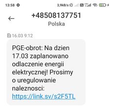 Fałszywy SMS o odłączeniu energii elektrycznej