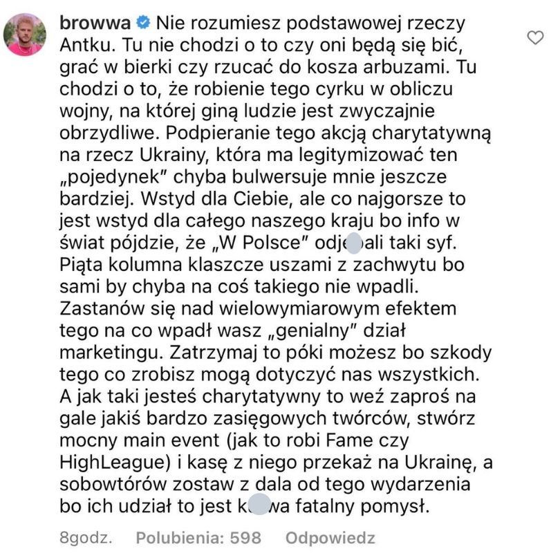 Celebryci krytykują oświadczenie Antka Królikowskiego