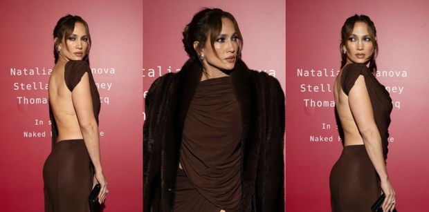 57-letnia Jennifer Lopez zrzuca futro i ODSŁANIA PLECY w wieczorowej sukni w Paryżu. Ikona? (ZDJĘCIA)