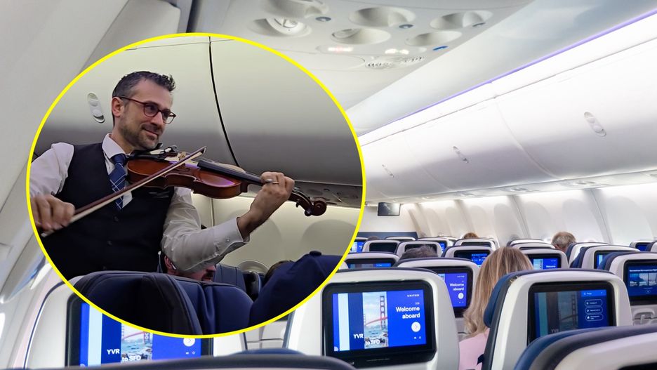 Po wylądowaniu steward zaczął grać na skrzypcach 