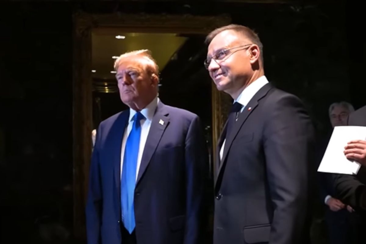 Andrzej Duda na spotkaniu z Donaldem Trumpem.