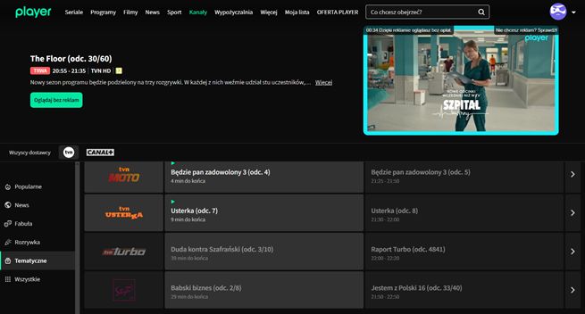 Płatne kanały wyświetlają się pod darmowymi