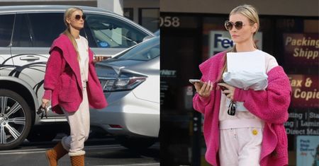 Zabiegana Joanna Krupa załatwia sprawy na mieście, drepcząc po Los Angeles w dresie i różowym sweterku