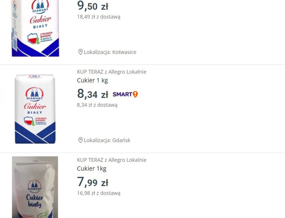 Prawie 10 zł za 1 kg cukru? Tak jest w internecie