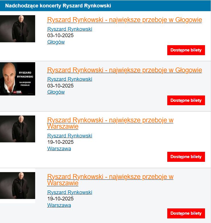 Ryszard Rynkowski ma zaplanowane koncerty