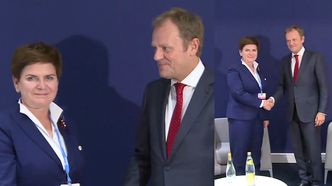 Szydło wita się z Tuskiem w Brukseli