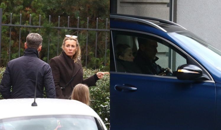 Piotr Kraśko z żoną i córką w restauracji