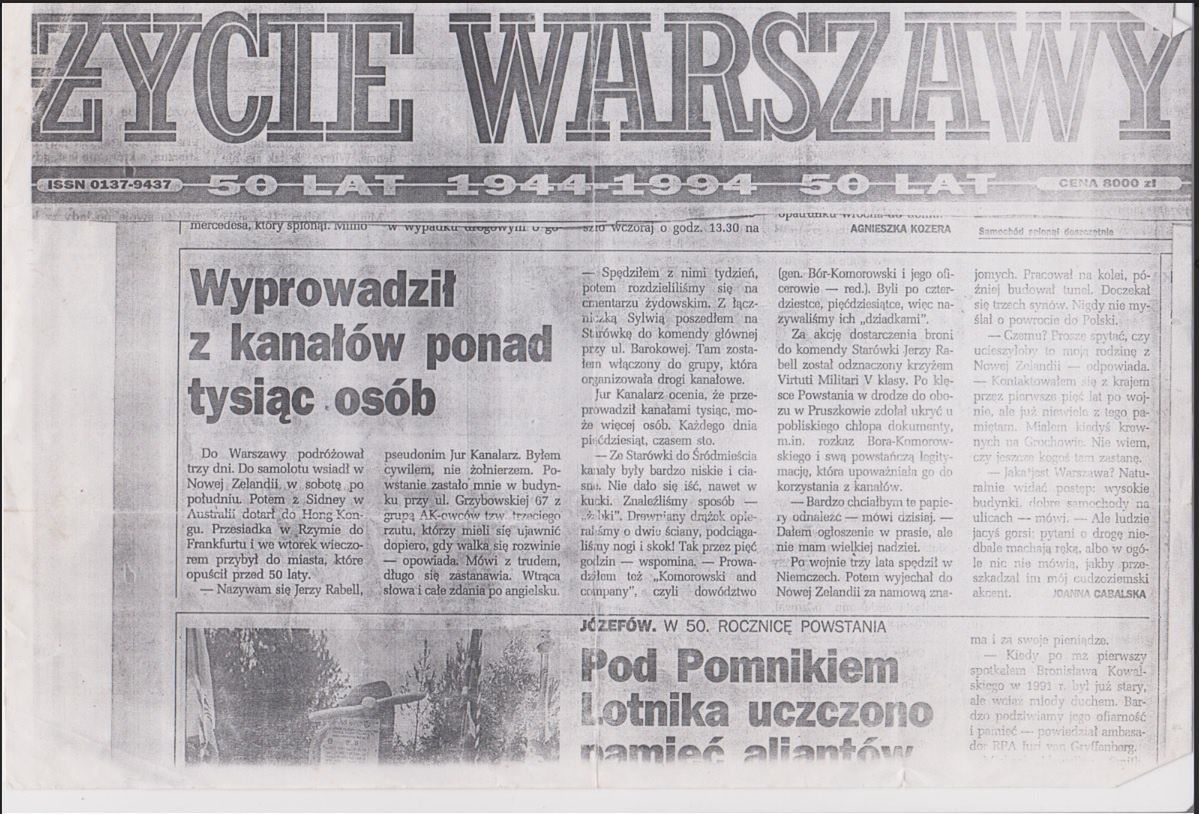 Artykuł na temat Jerzego Rabla, który ukazał się w 1944. w "Życiu Warszawy"