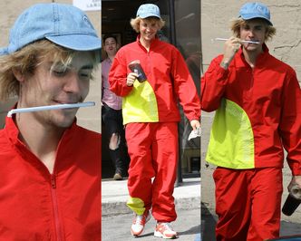 "Modny" Justin Bieber nerwowo skubie słomkę