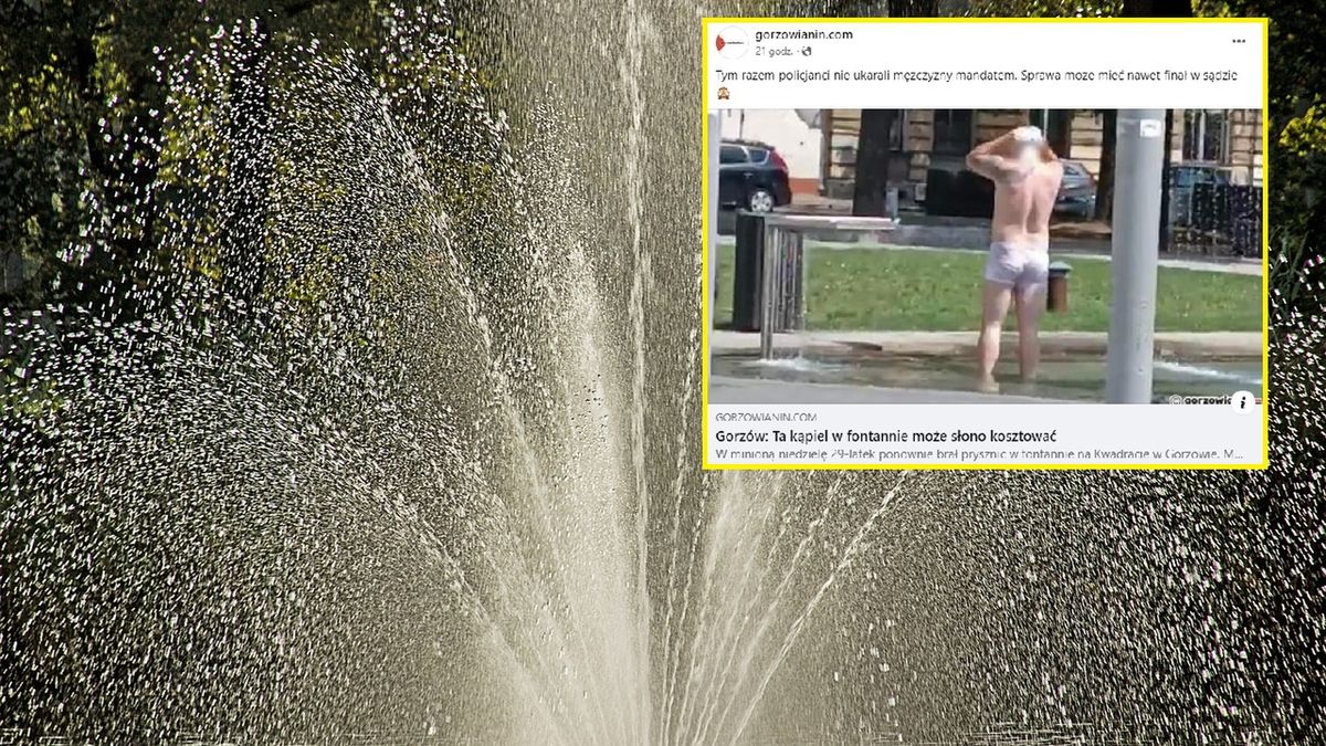 29-latek nie miał wstydu. Wszedł do fontanny
