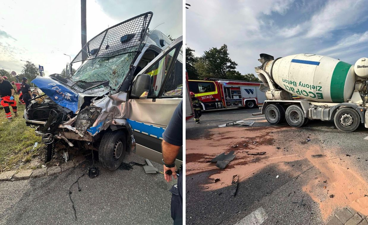 Wypadek w Warszawie. Radiowóz zgnieciony, 8 policjantów w szpitalu