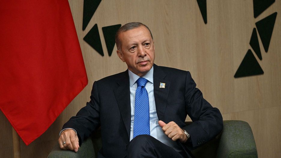 Temporary
Turkey's President Recep Tayyip Erdogan is pictured during a bilateral meeting with Britain's Prime Minister (not in picture) on the sidelines of a NATO Summit in Vilnius, Lithuania, on July 11, 2023. (Photo by Paul ELLIS / POOL / AFP)
PAUL ELLIS