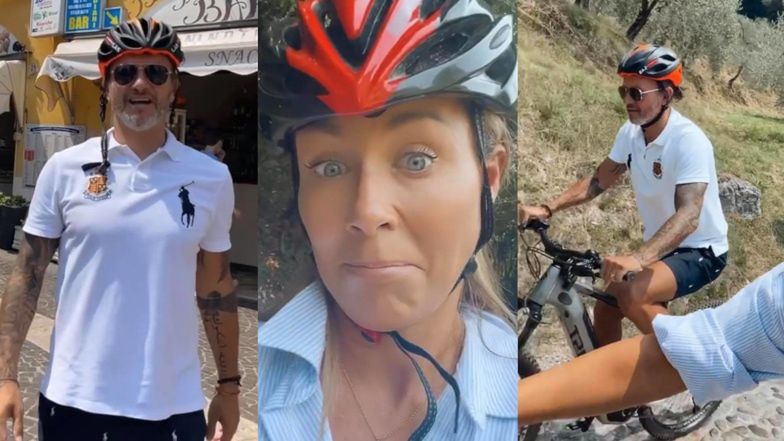 Małgorzata Rozenek i Radosław Majdan na rowerowej wycieczce we Włoszech