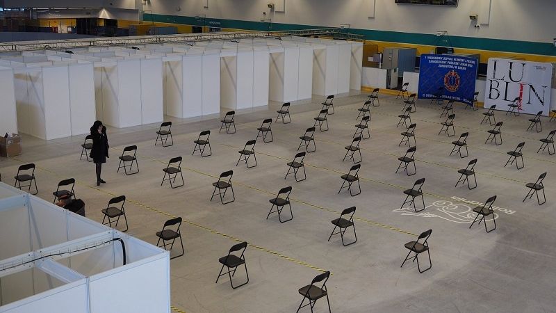 Punkt szczepień powszechnych zlokalizowany w hali Icemani