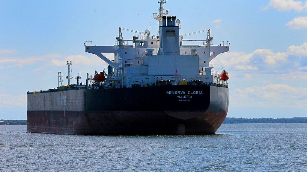 Oil Tanker anchored in Venezuela
Maracaibo, Venezuela. 12-04-2025. An oil tanker is seen anchored in Lake Maracaibo after loading crude oil at the Bajo Grande Refinery port. The Trump administration seized the oil tanker off the coast of Venezuela. The vessel, which was on the Treasury Department's sanctions list and was sailing under the Guyanese flag, was on the US Treasury Department's sanctions list. The US president threatened to confiscate all hydrocarbon-laden vessels in the Venezuelan oil-producing nation. (Photo by: Jose Bula Urrutia/UCG/Universal Images Group via Getty Images)
UCG