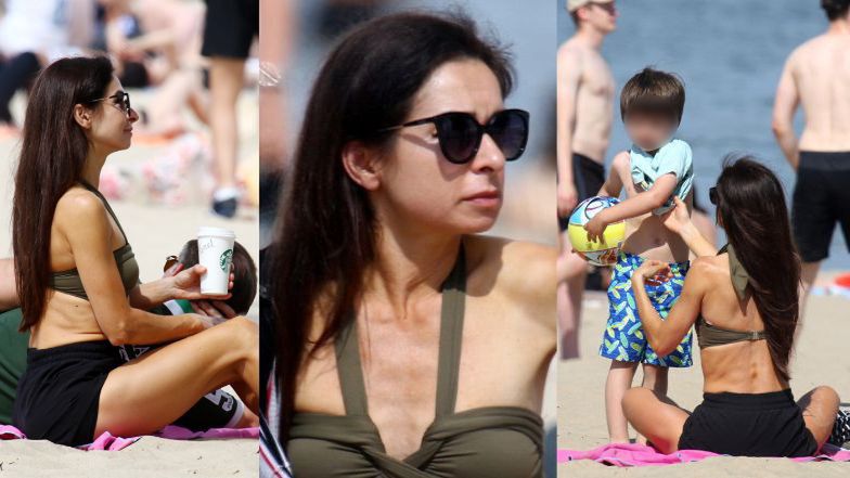 Marta Kaczyńska wypoczywa na sopockiej plaży z mężem i synkiem (ZDJĘCIA)