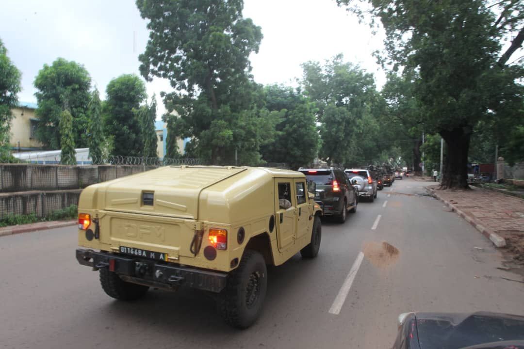 BAMAKO, MALI - AUGUST 19: Military vehicles move around Kati garrison where President Ibrahim Boubacar Keita who resigned after being detained by soldiers during the military coup, in the capital city Bamako, Mali on August 19, 2020. Kati garrison played an important role in removal of the former President Amadou Toumani Toure from power in 2012. (Photo by Fadi Cisse/Anadolu Agency via Getty Images)