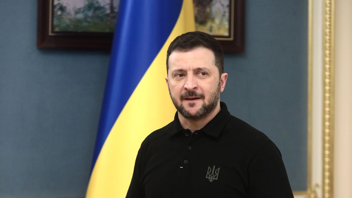 In Kyiv, Ukraine, on February 5, 2024, President of Ukraine Volodymyr Zelenskyy speaks during the briefing following his meeting with British Secretary of State for Foreign, Commonwealth and Development Affairs David Lammy. (Photo by Volodymyr Tarasov/Ukrinform/NurPhoto via Getty Images)