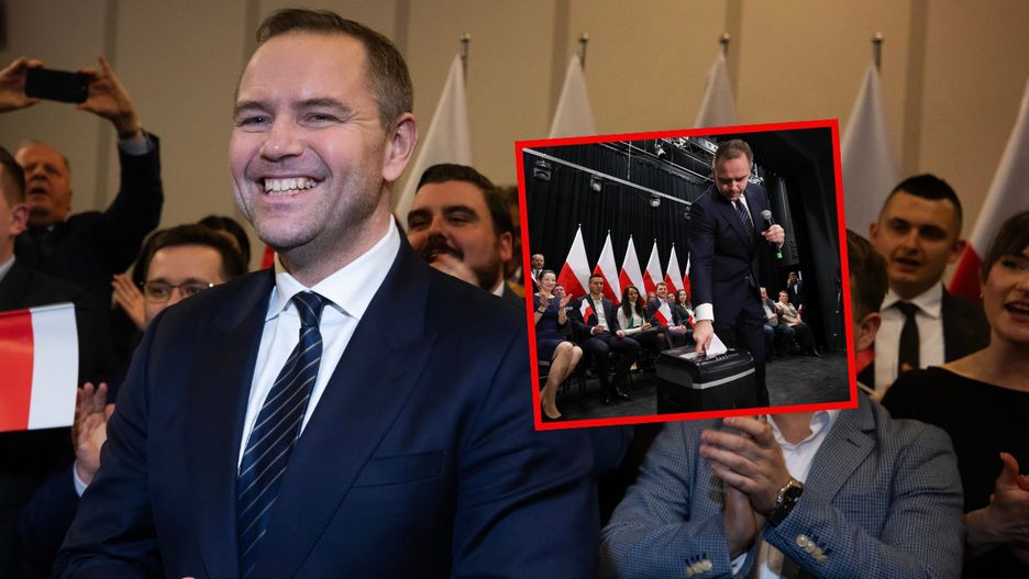 Karol Nawrocki podczas spotkania z wyborcami zniszczył okładkę