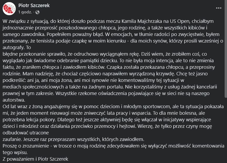 Oświadczenie Piotra Szczerka