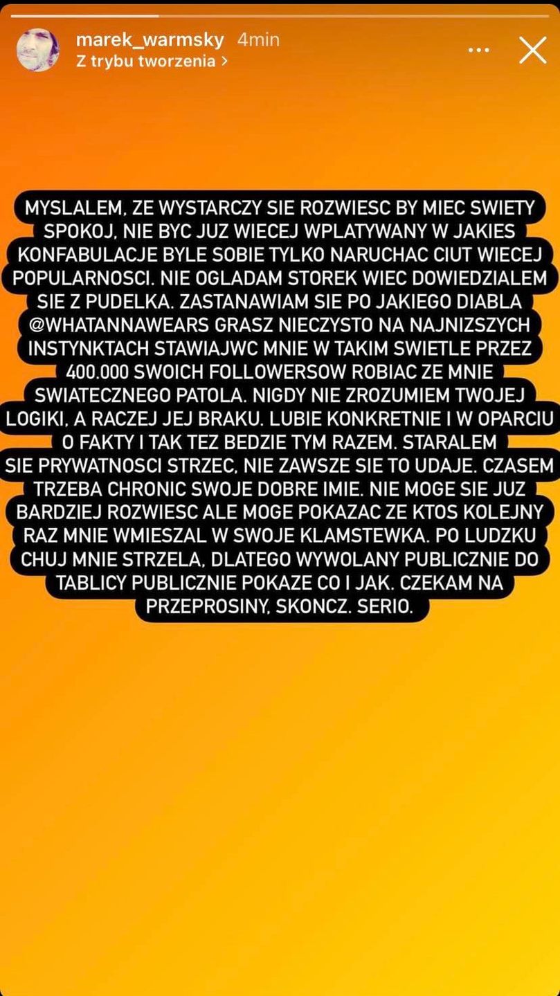 Były mąż Anny Skury odpowiada celebrytce w emocjonalnym wpisie