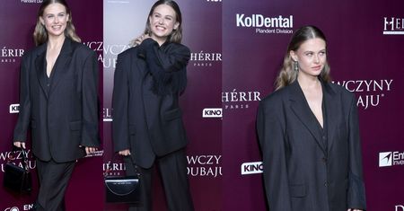 Anna Karczmarczyk na premierze w marynarce za dużej o... kilka rozmiarów! Korzystnie?