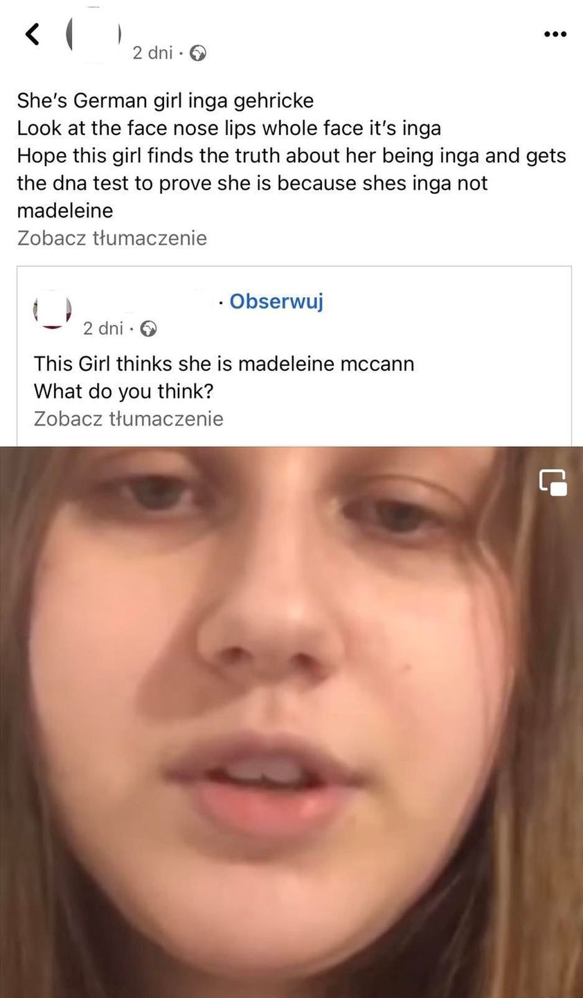 Polka podająca się za Madeleine McCann to inna zaginiona dziewczyna?