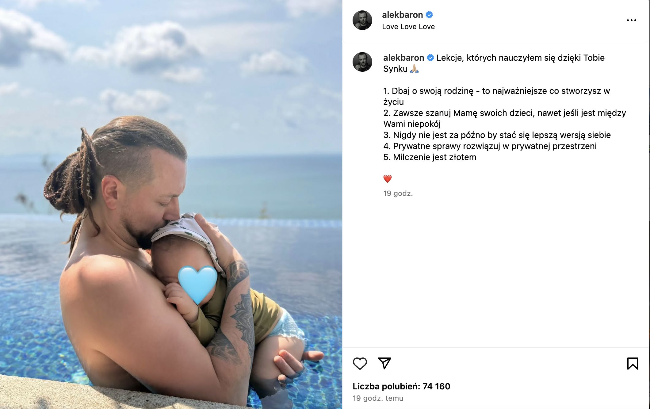Baron dodał pierwszy wpis od ujawnienia, że rozstał się z Sandrą