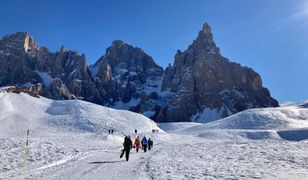 San Martino di Castrozza. Narty z widokiem na perłę Dolomitów