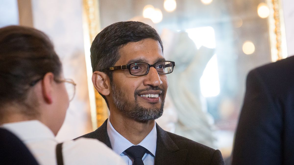 Sundar Pichai podczas wizyty w Polsce 21.01.2019 (Mateusz Wlodarczyk/NurPhoto/Getty Images)